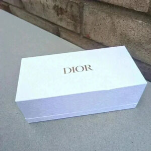 Dior Sunglass box in white pebble texture with gold lettering - new